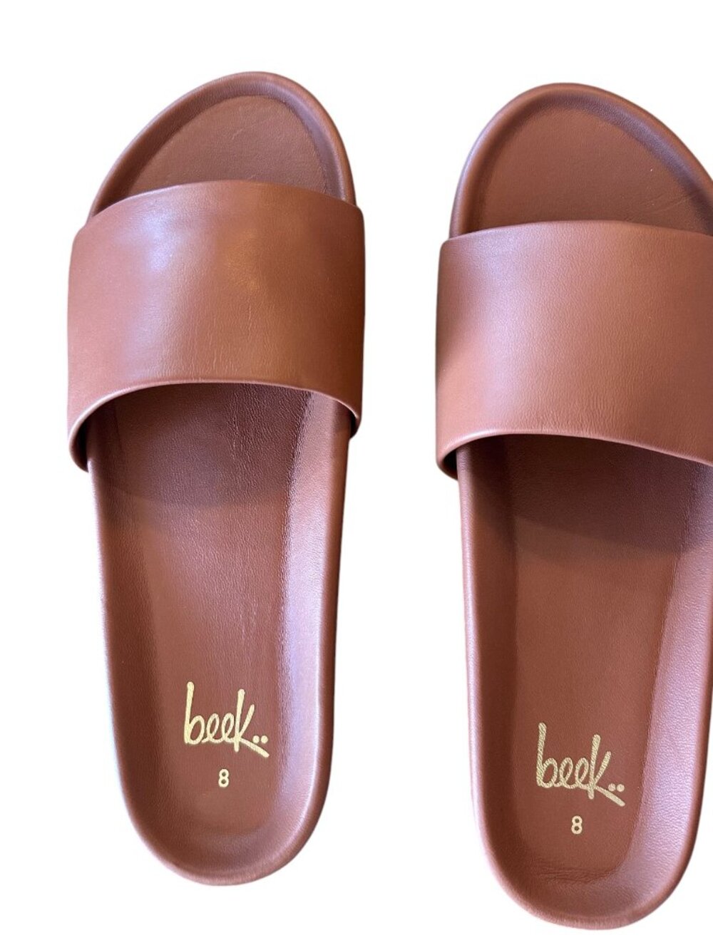 NWB Beek Gallito Leather Slide Sandal Classic Tan Sizes 8, 9